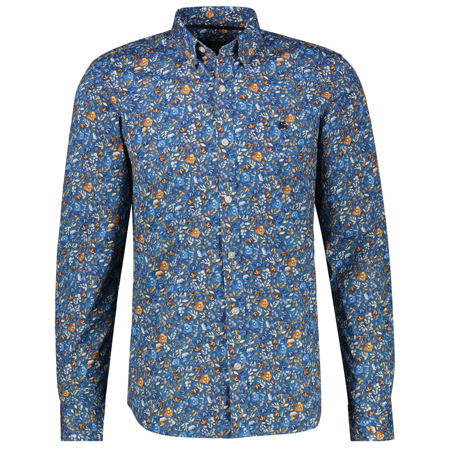 Lerros Stretch-Langarmhemd blau-braun Übergröße