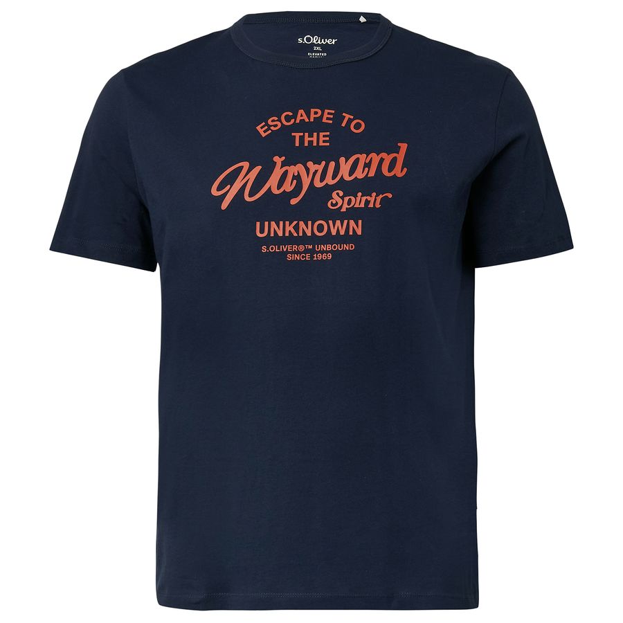 s.Oliver Übergrößen T-Shirt dunkelblau Frontprint