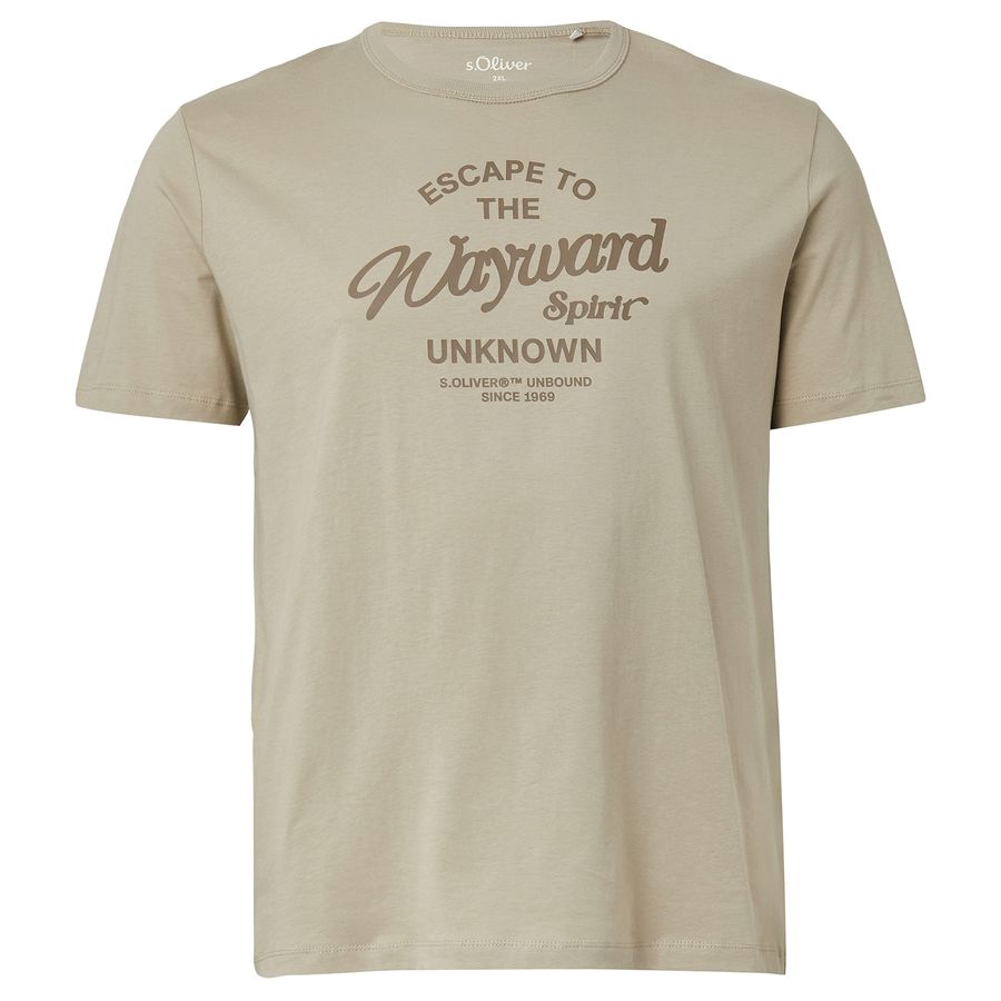 s.Oliver Übergrößen T-Shirt beige Frontprint