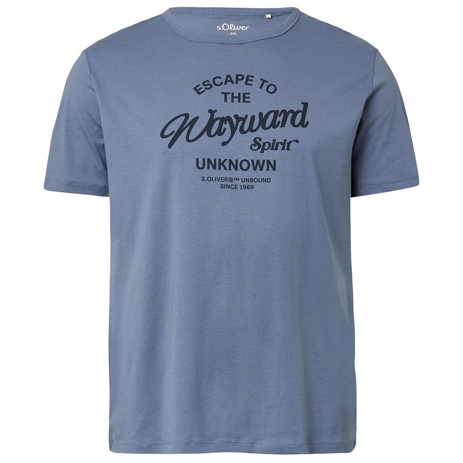 s.Oliver Übergrößen T-Shirt rauchblau Frontprint