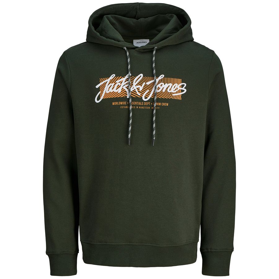 Jack&Jones Übergrößen Hoodie oliv Logoprint JJURBAN