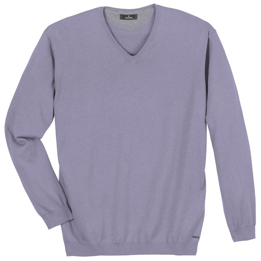 Ragman Übergrößen Pullover V-Neck flieder melange