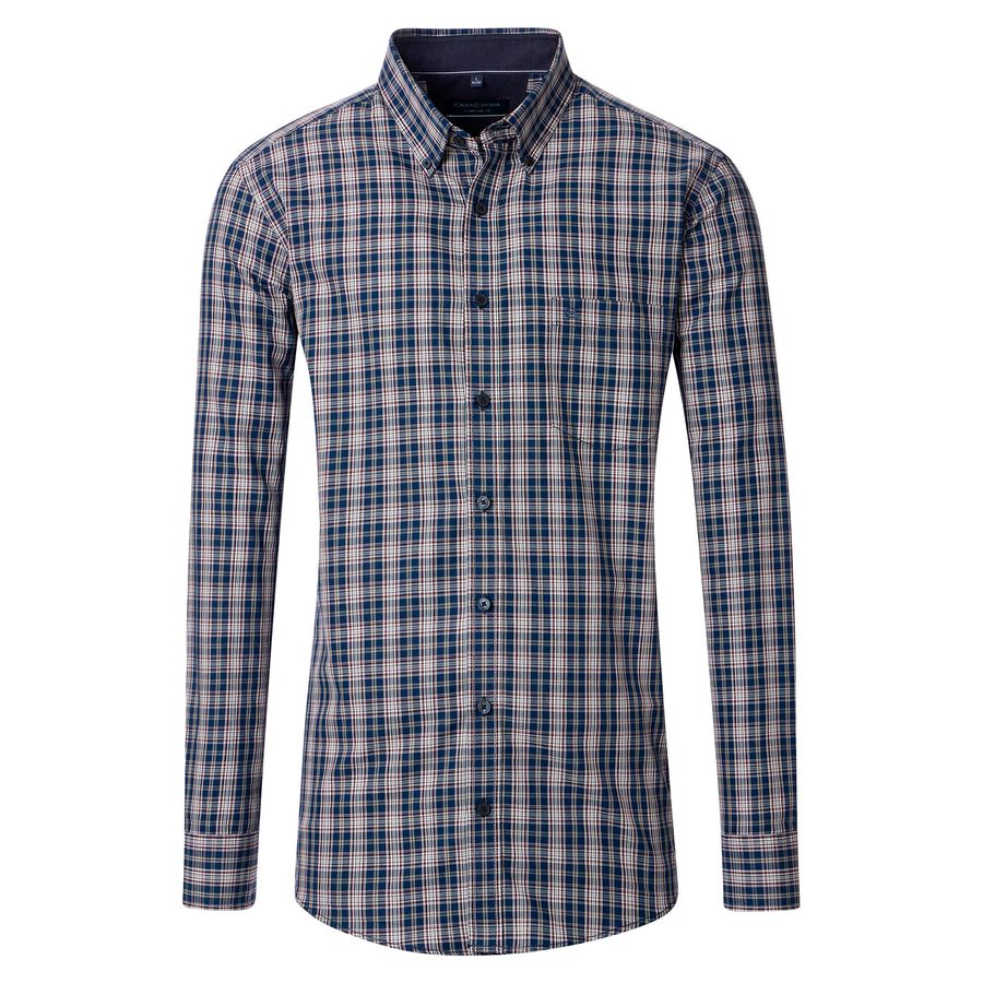 CasaModa Langarmhemd Übergröße navy-beige Karo