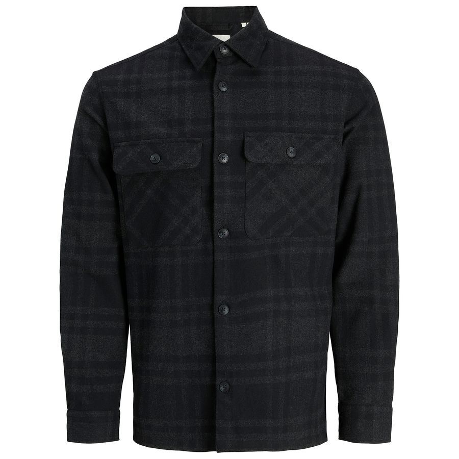 Jack&Jones Übergröße Hemdjacke schwarz-grau JPRRAYLE