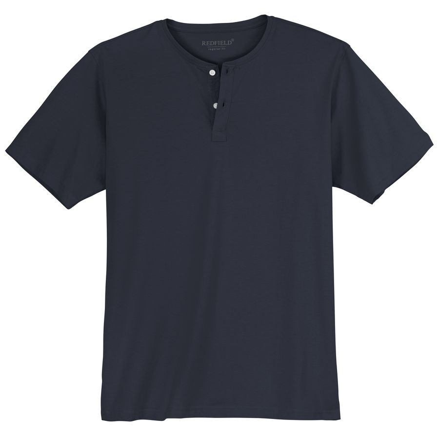 Redfield T-Shirt navy mit Knopfleiste Übergröße