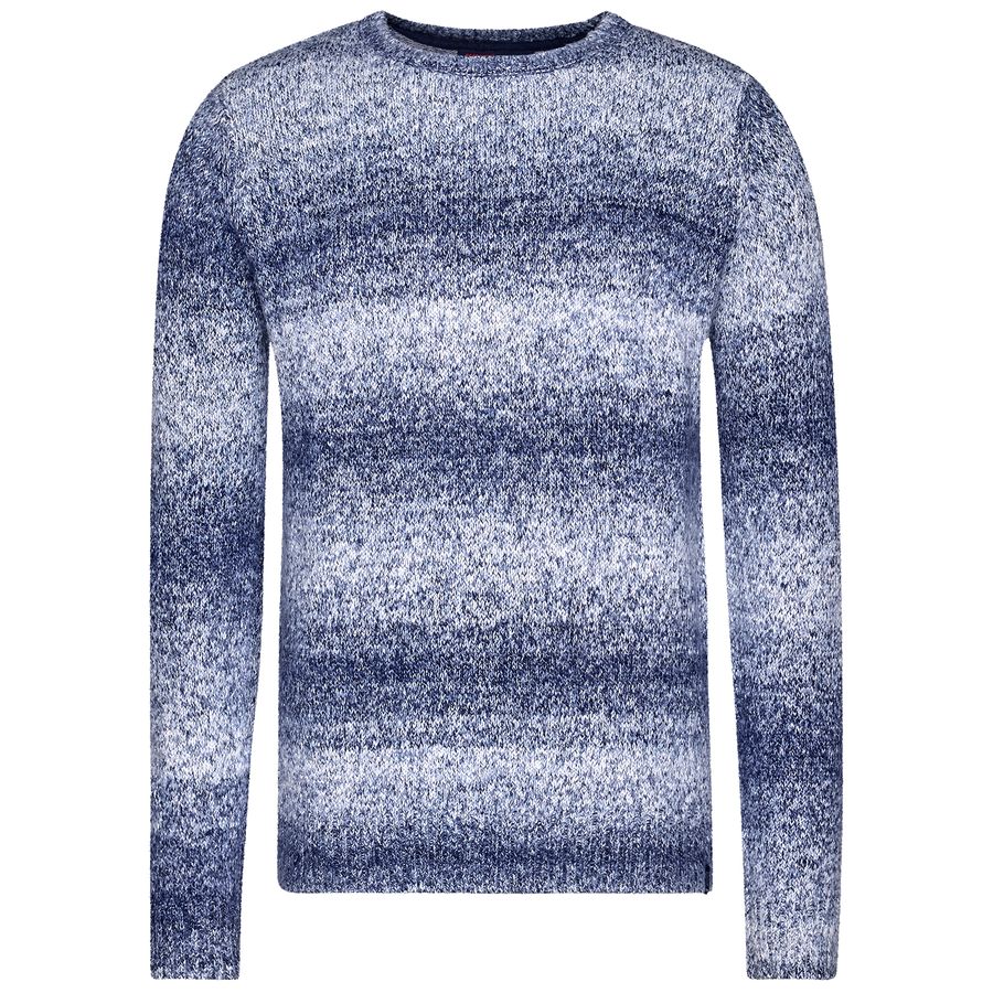 Paddock's Übergrößen Strickpullover blau-weiß melange