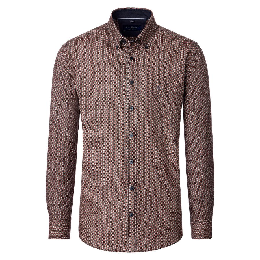 CasaModa Langarmhemd Übergröße braun-beige-orange