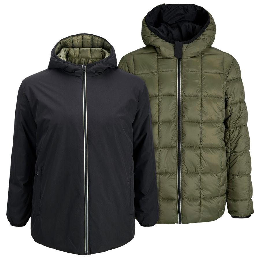 Jack&Jones XXL Kapuzen-Wendejacke schwarz/oliv JJEBROOK