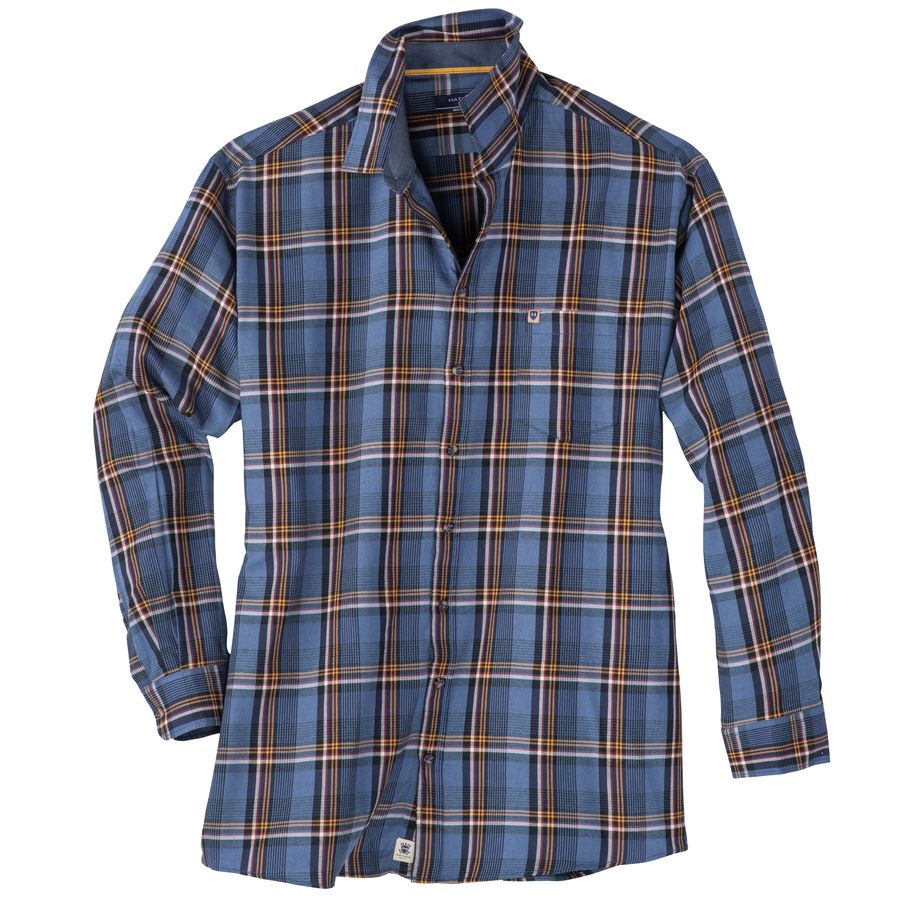 Hatico kariertes Langarmhemd XXL blau-orange-weinrot
