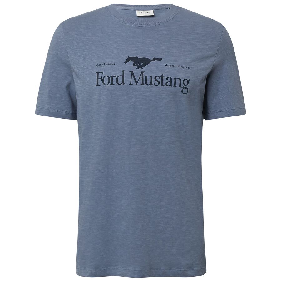 s.Oliver T-Shirt Ford® Frontprint rauchblau Übergröße