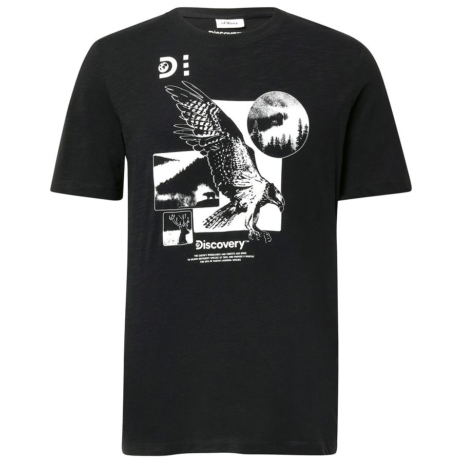 s.Oliver T-Shirt Discovery™ Print schwarz Übergröße