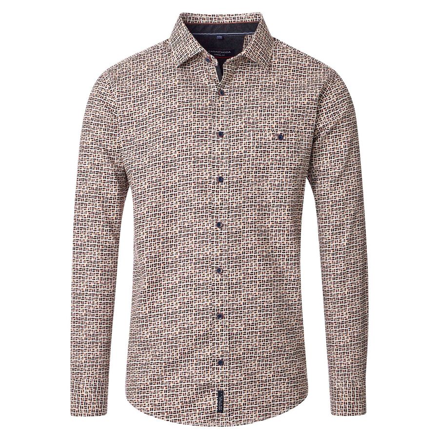 CasaModa Langarmhemd XXL schwarz-rost-beige gemustert