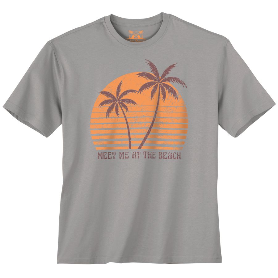 Calm Beach Übergrößen T-Shirt grau Palmenprint
