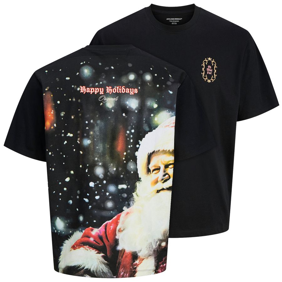 Jack&Jones Xmas T-Shirt schwarz XXL Rückenprint Santa