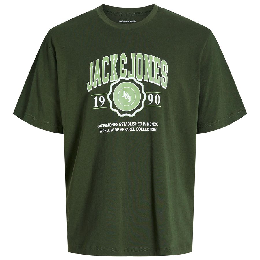 Jack&Jones Übergrößen T-Shirt oliv JJMAKO Logoprint