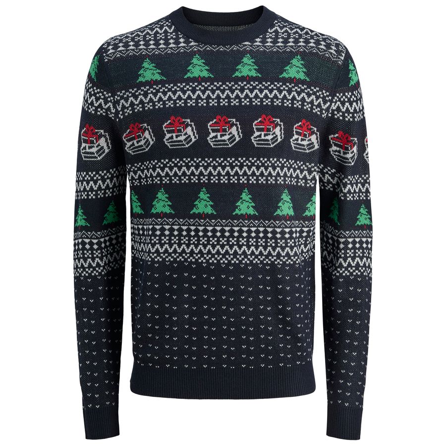 Jack&Jones XXL Pullover JJXMAS ANDREW navy-weiß-grün
