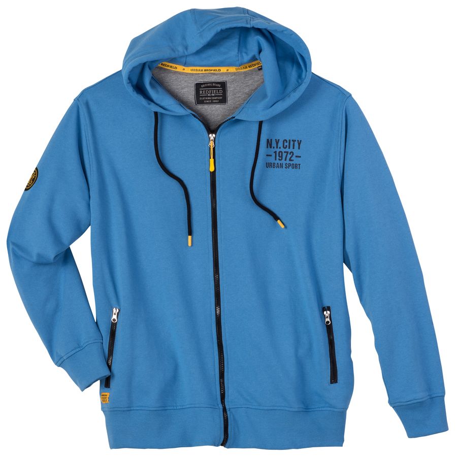 Redfield Übergrößen Sweatjacke blau Brustprint N.Y.