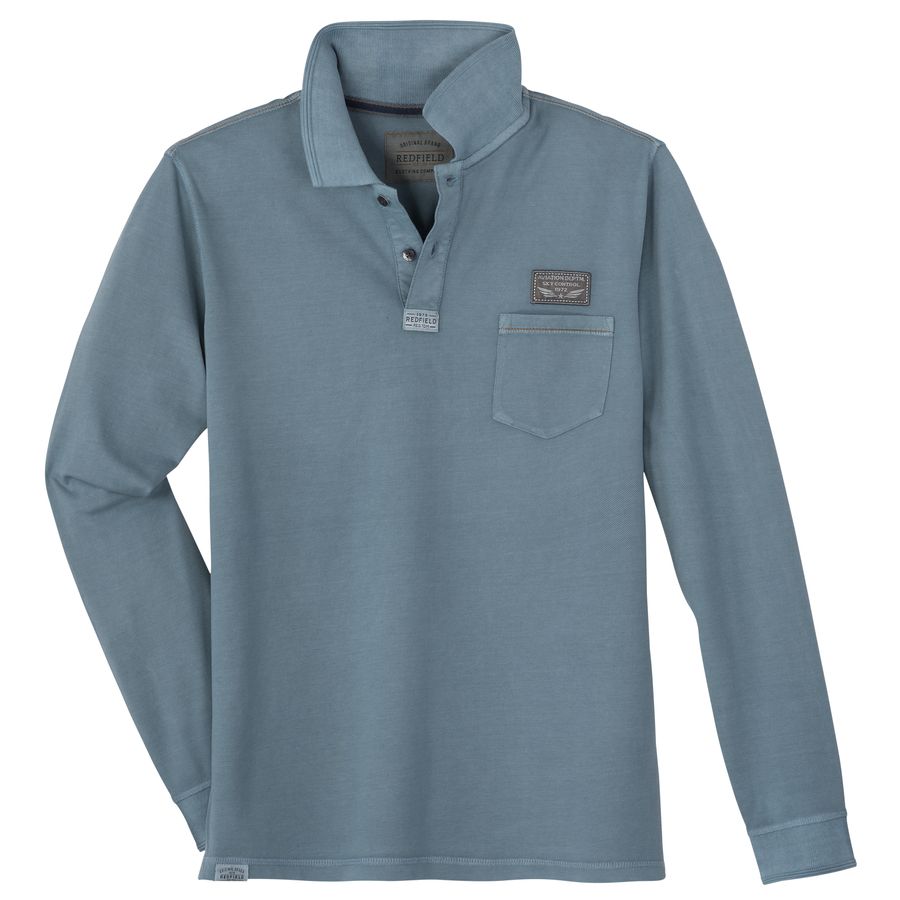 Redfield XXL Langarm-Poloshirt modisch rauchblau