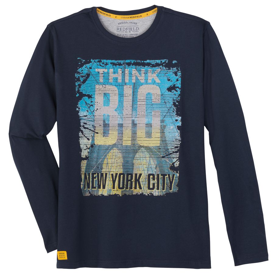 Redfield Übergrößen Langarmshirt navy New York Print