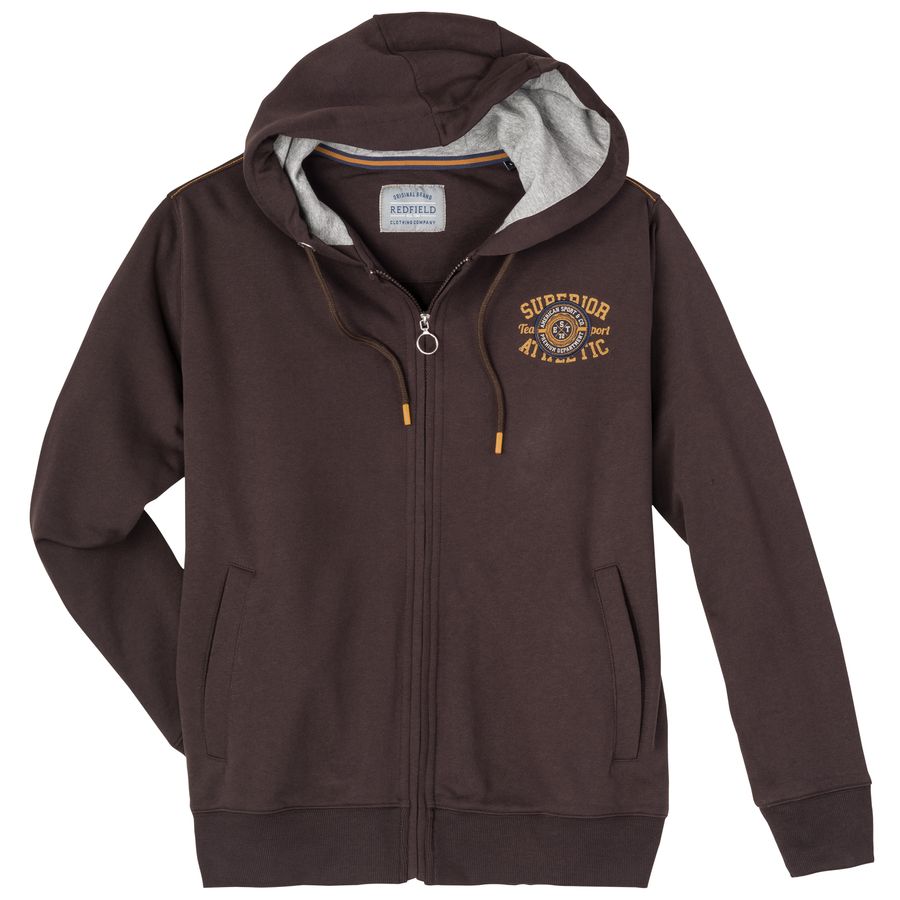 Redfield Übergrößen Sweatjacke dunkelbraun Patch