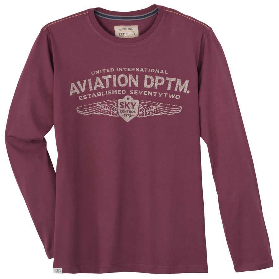 Redfield Übergrößen Langarmshirt pflaume Aviation