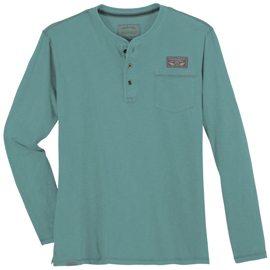 Redfield Übergröße Henley-Longsleeve mintgrün Patch