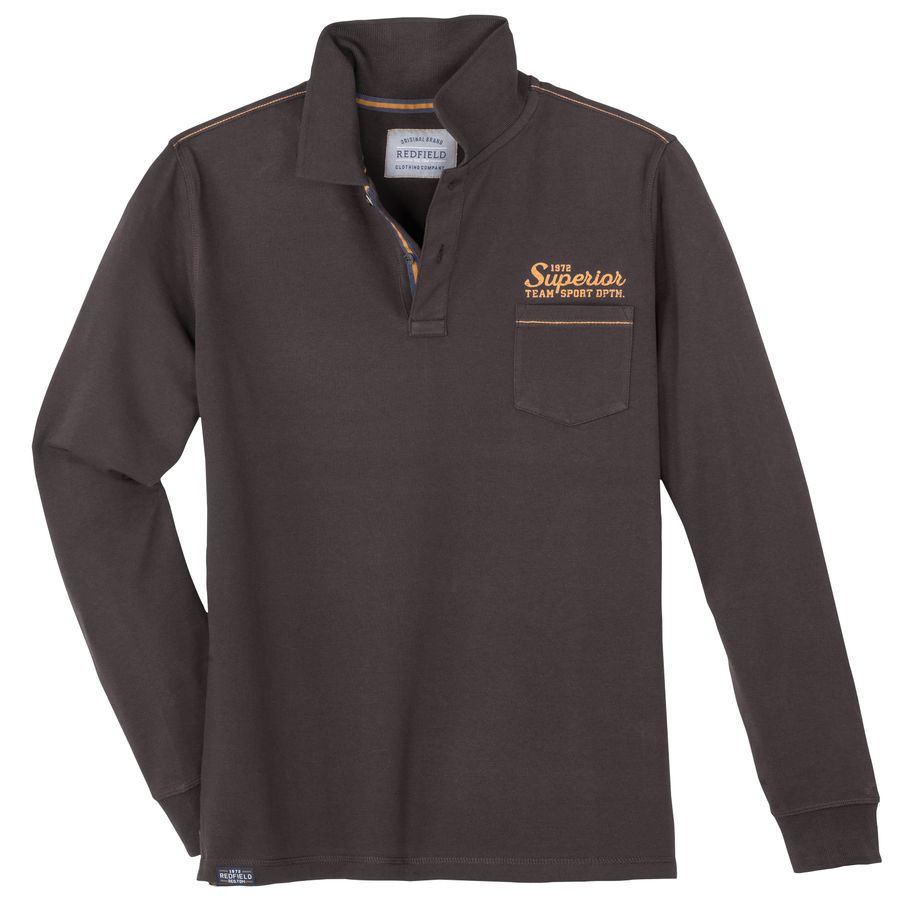 Redfield XXL Langarm-Poloshirt modisch dunkelbraun