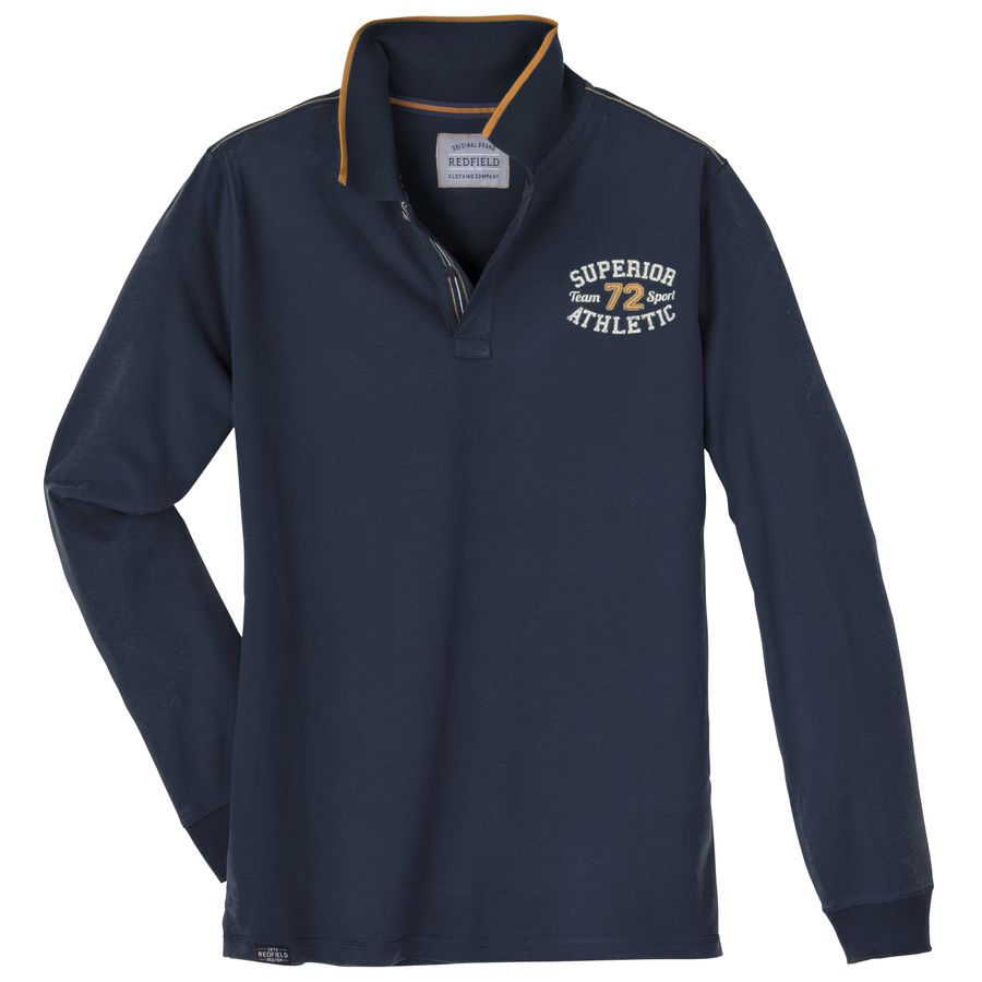 Redfield XXL Langarm-Poloshirt modisch dunkelblau