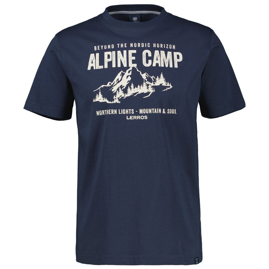 Lerros Übergrößen T-Shirt dunkelblau Bergprint