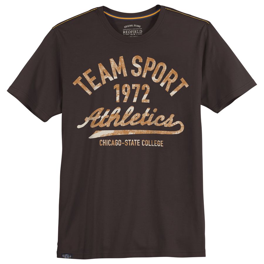 Redfield XXL T-Shirt Print Team Sport dunkelbraun