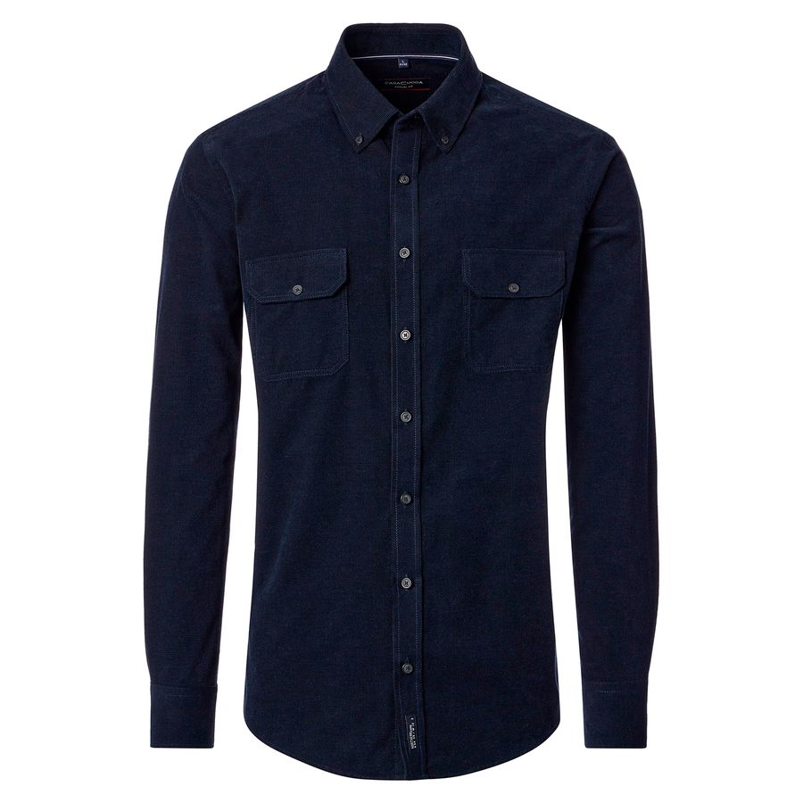 CasaModa Cord-Langarmhemd Übergrößen navy