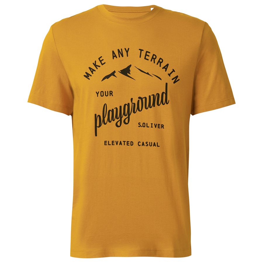 s.Oliver Übergrößen T-Shirt senfgelb Frontprint