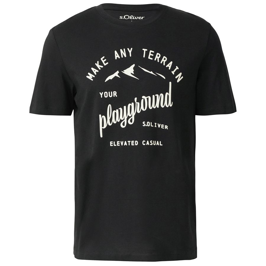 s.Oliver Übergrößen T-Shirt schwarz Frontprint
