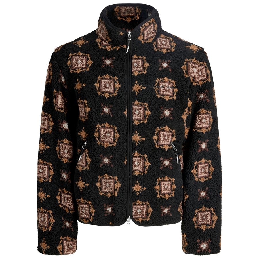 Jack&Jones Übergrößen Teddyfell-Jacke schwarz-braun