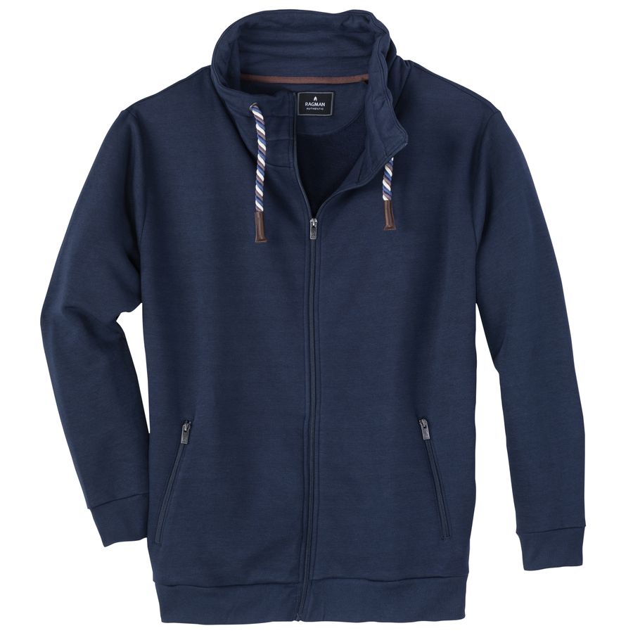 Ragman Übergrößen Sweatjacke navy Stehkragen