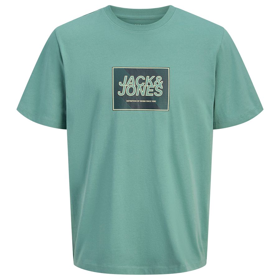 Jack&Jones Übergrößen T-Shirt blaugrün JJRAIN Print