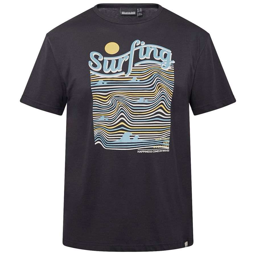 North Latitude Übergrößen T-Shirt schwarz Surfing