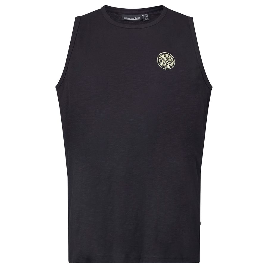 North Latitude Übergröße Tanktop schwarz Brustprint