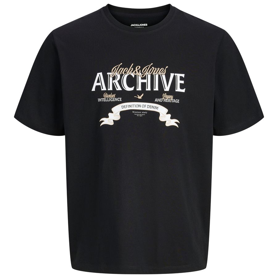 Jack&Jones Übergrößen T-Shirt JJEDOVER Print schwarz