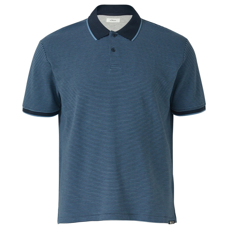 s.Oliver Übergröße Poloshirt blau gestreift Struktur