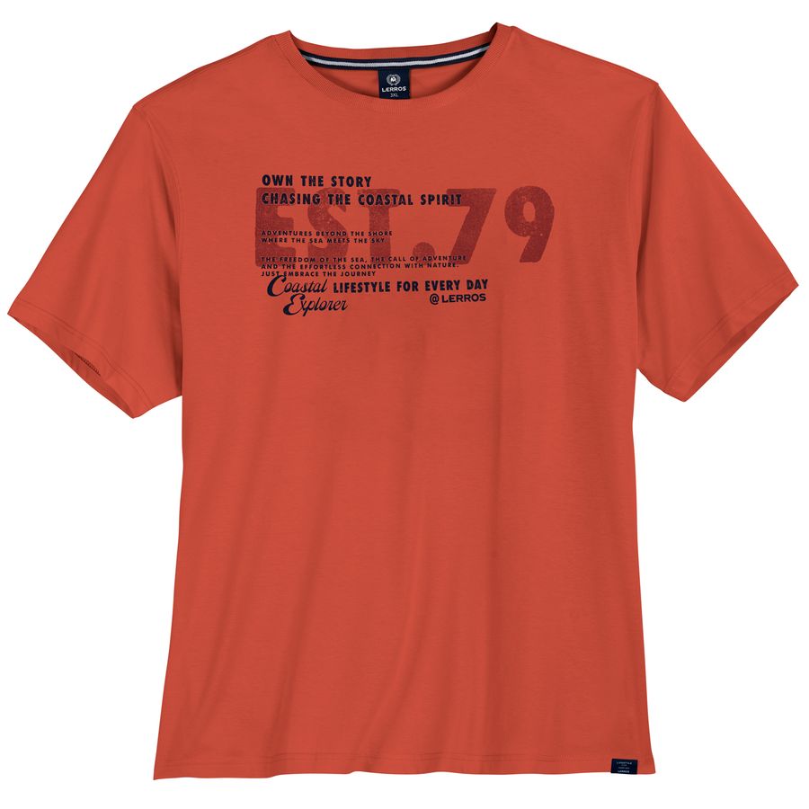 Lerros Übergrößen T-Shirt ziegelrot Frontprint modisch