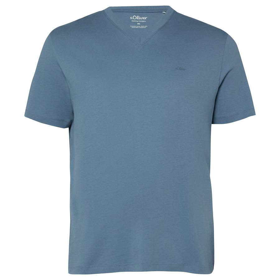 s.Oliver Basic-T-Shirt rauchblau V-Neck Übergrößen
