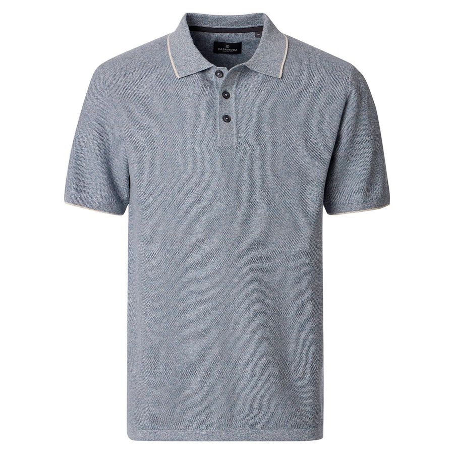 CasaModa Übergrößen Poloshirt blau-grau melange