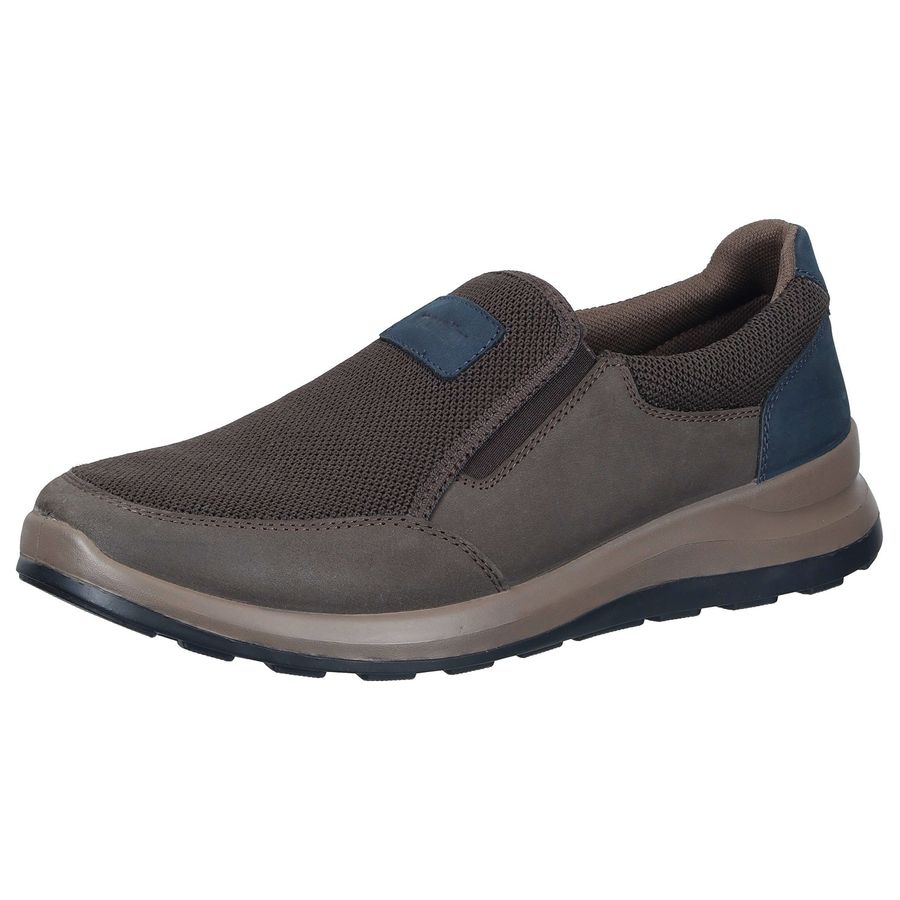 Manitu Leder-Slipper dunkelbraun-navy
