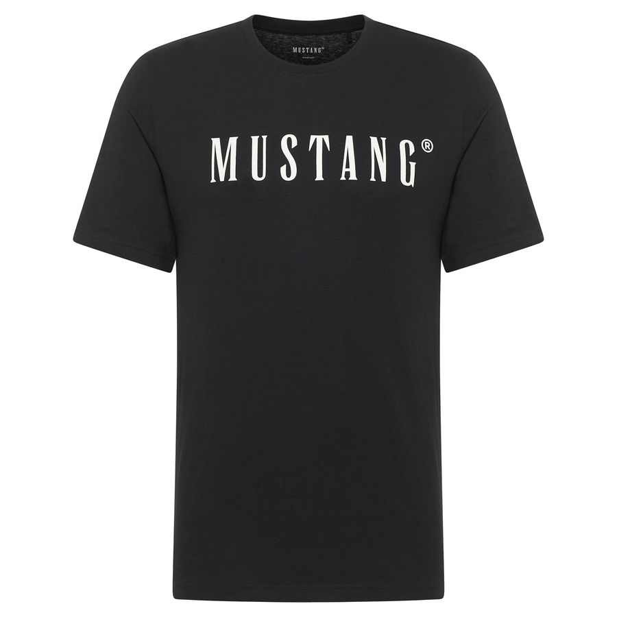 Mustang Übergrößen Logoprint T-Shirt schwarz Austin