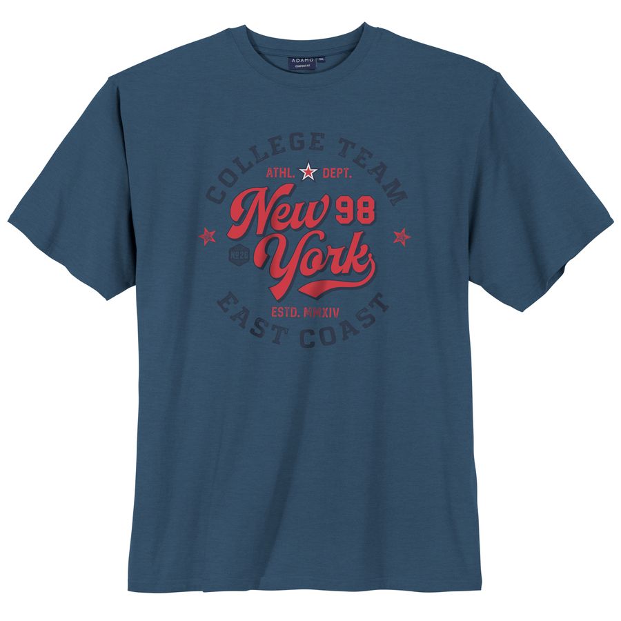 Adamo XXL T-Shirt blau-melange Frontprint New York