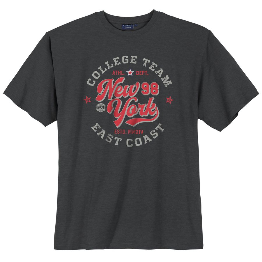 Adamo XXL T-Shirt anthrazit-melange New York Print