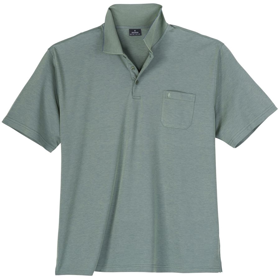 Ragman Übergrößen Poloshirt schilfgrün melange