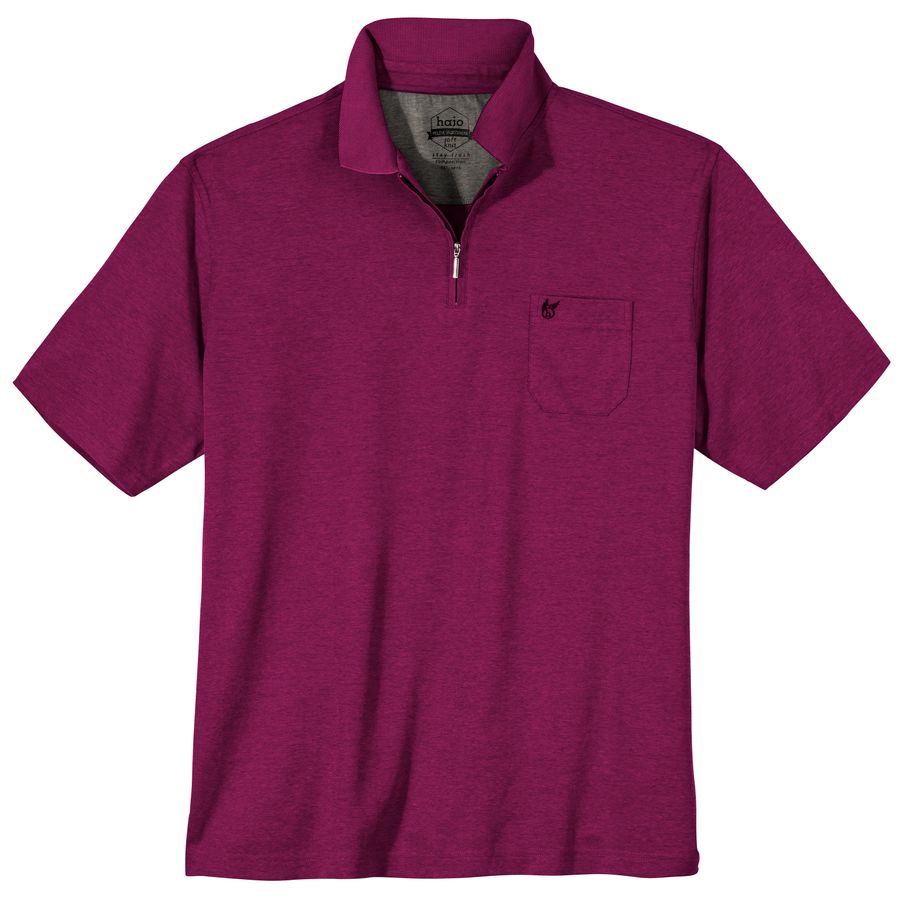 Hajo Übergrößen Zipper Poloshirt Stay Fresh beere