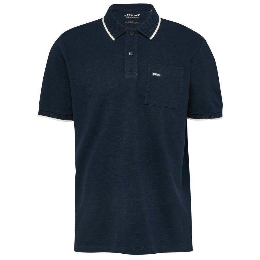 s.Oliver Übergrößen Poloshirt navy Kontraststreifen